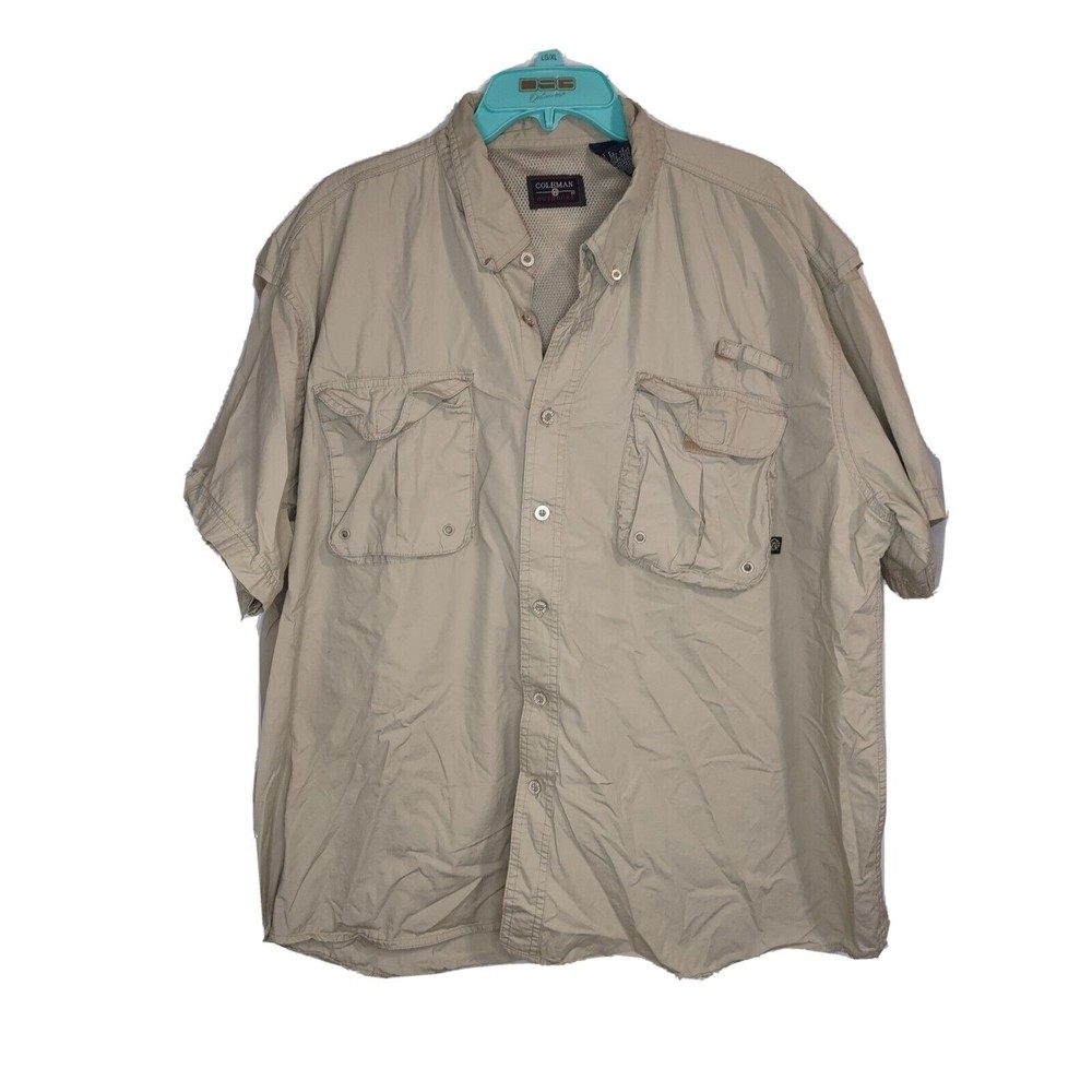 COLEMAN Men's VENTED SHIRT  XXL  Short Sleeve  Fishing Hiking Outdoors  Tan